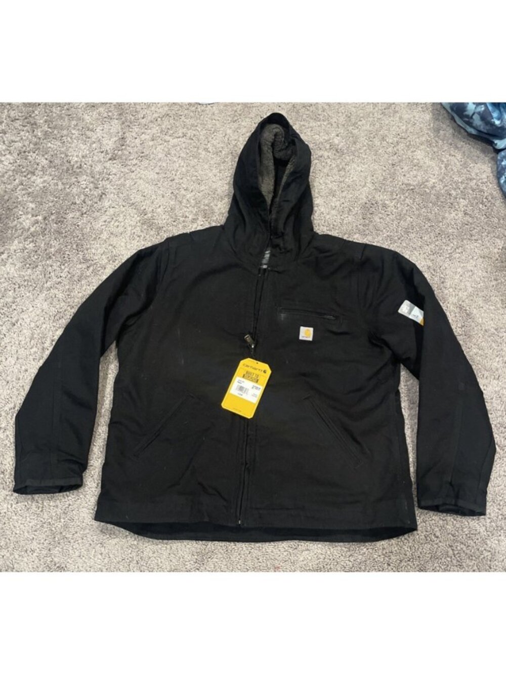 New with Tags-Carhartt Women's Washed Duck Sherpa Lined Jacket - L - Black